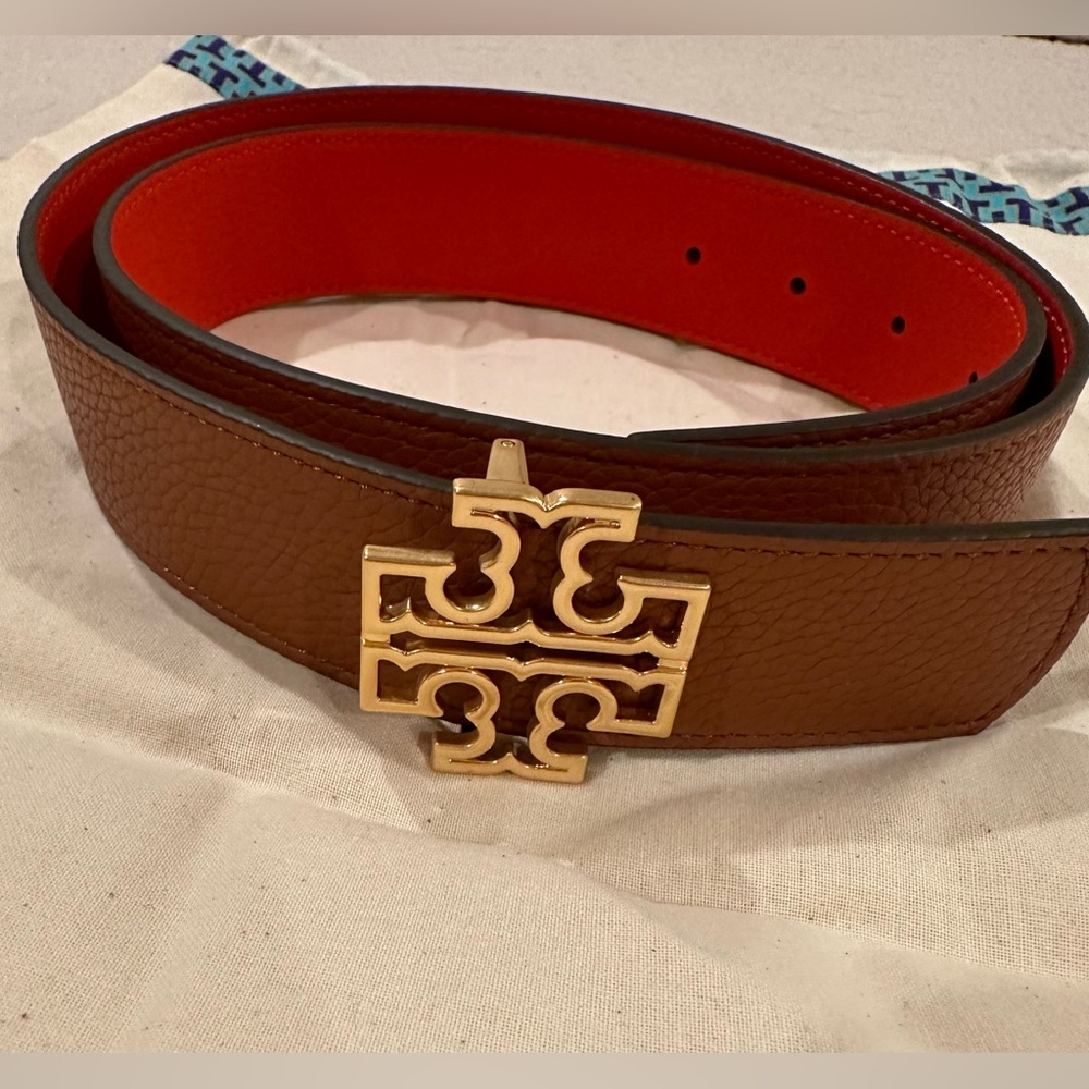 Tory Burch Brown/Orange Reversible Belt - Women’s